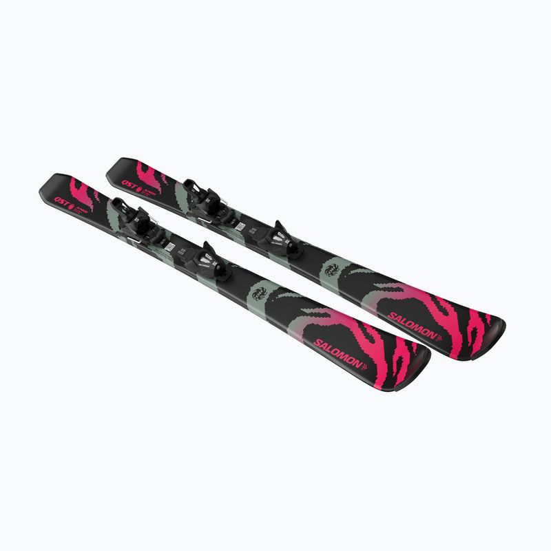 Gyermek lesikló sílécek + kötések Salomon QST Jr Black S + C5 GW black/neon punch 4