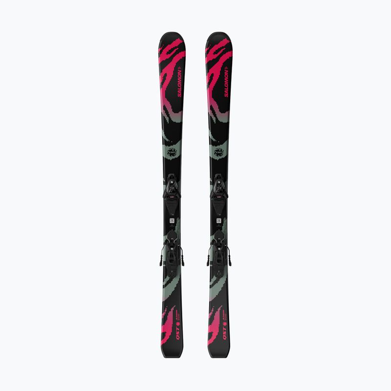 Gyermek lesikló sílécek + kötések Salomon QST Jr Black M + L6 GW black/neon punch