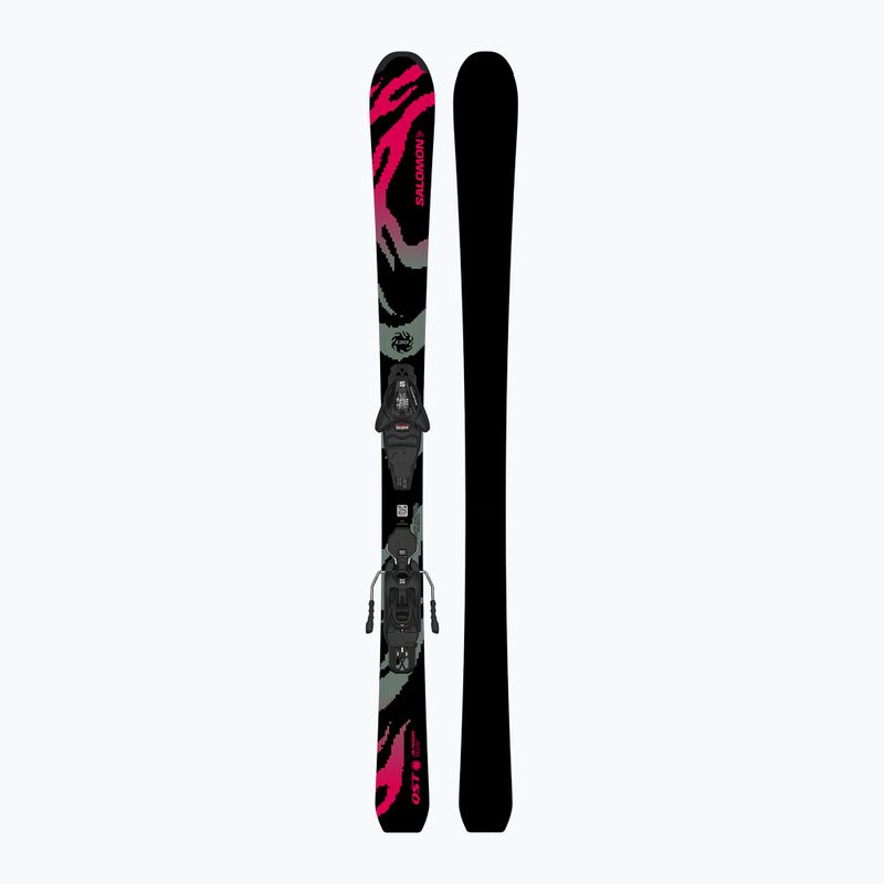 Gyermek lesikló sílécek + kötések Salomon QST Jr Black M + L6 GW black/neon punch 3
