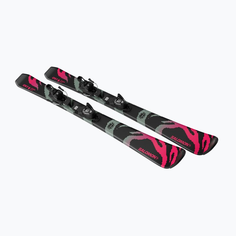 Gyermek lesikló sílécek + kötések Salomon QST Jr Black M + L6 GW black/neon punch 4
