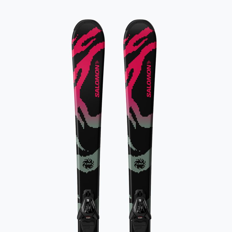 Gyermek lesikló sílécek + kötések Salomon QST Jr Black M + L6 GW black/neon punch 5