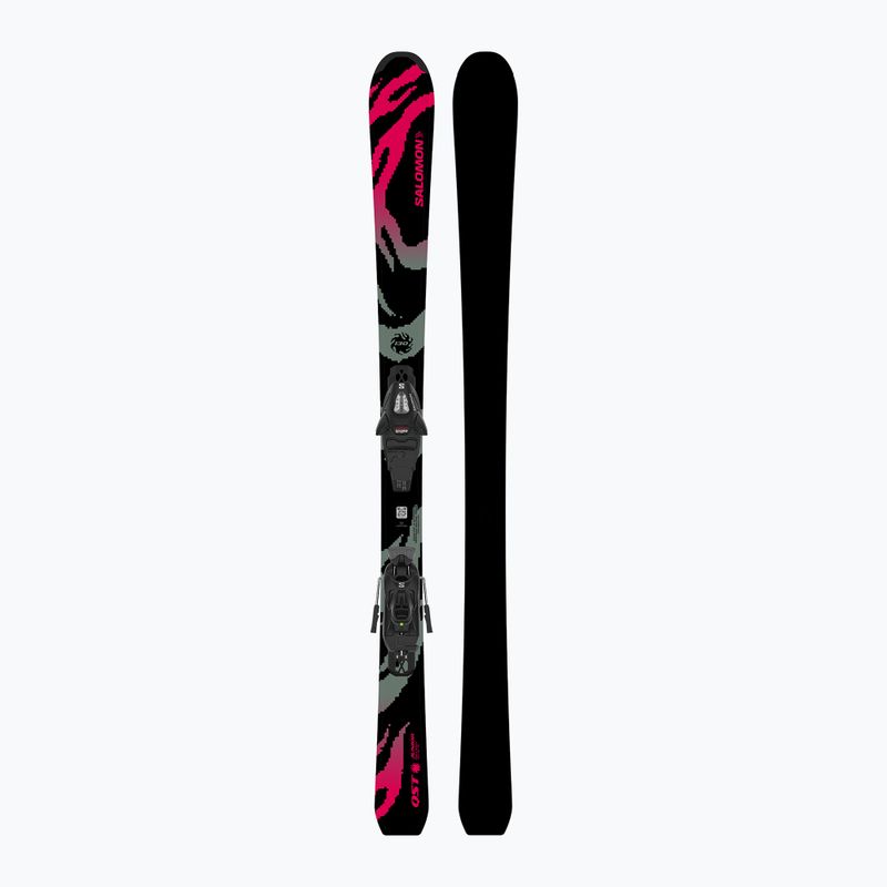 Gyermek lesikló sílécek + kötések Salomon QST Jr Black M + C5 GW black/neon punch 3