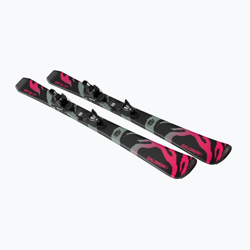 Gyermek lesikló sílécek + kötések Salomon QST Jr Black M + C5 GW black/neon punch 4