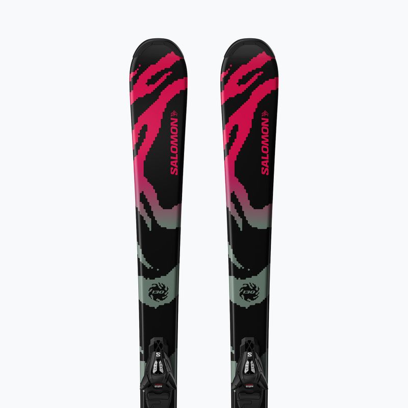 Gyermek lesikló sílécek + kötések Salomon QST Jr Black M + C5 GW black/neon punch 5
