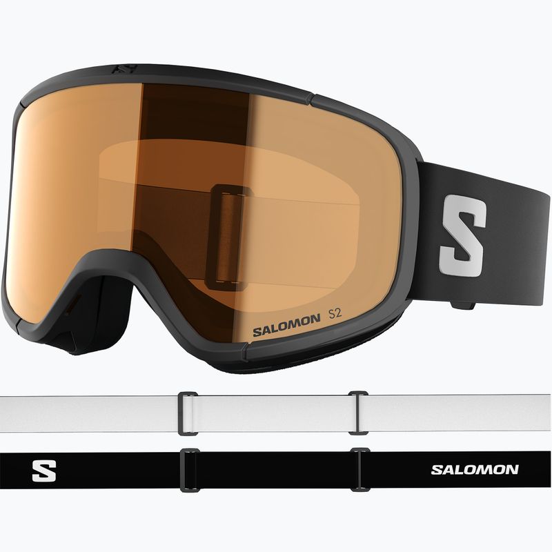 Gyerek síszemüveg Salomon Rio S2 black/flash tonic orange 2