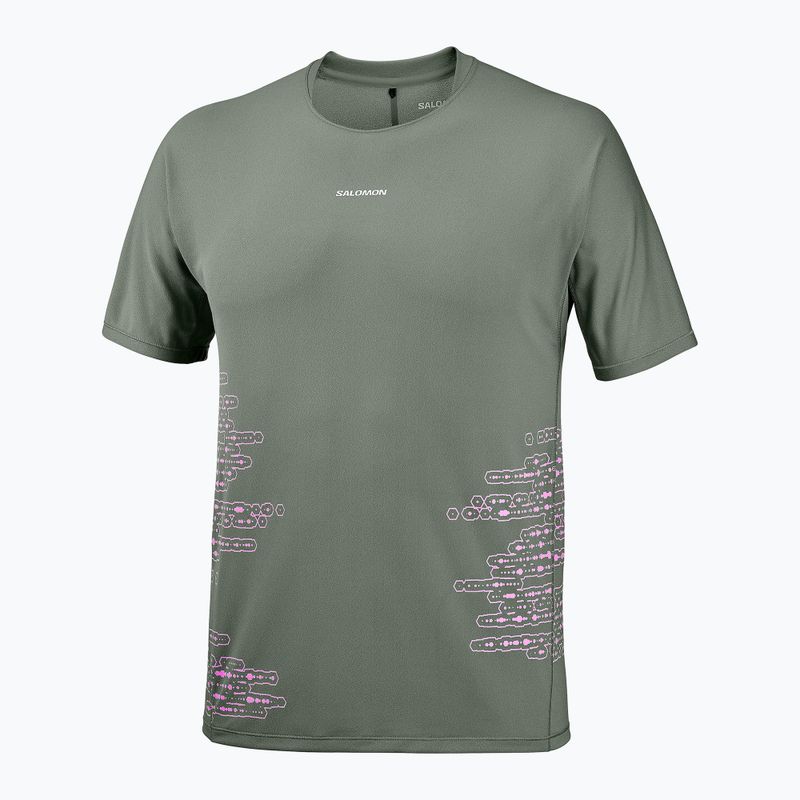 Férfi futó póló Salomon Sense Aero GFX Tee SS castor gray/pink frosting 4