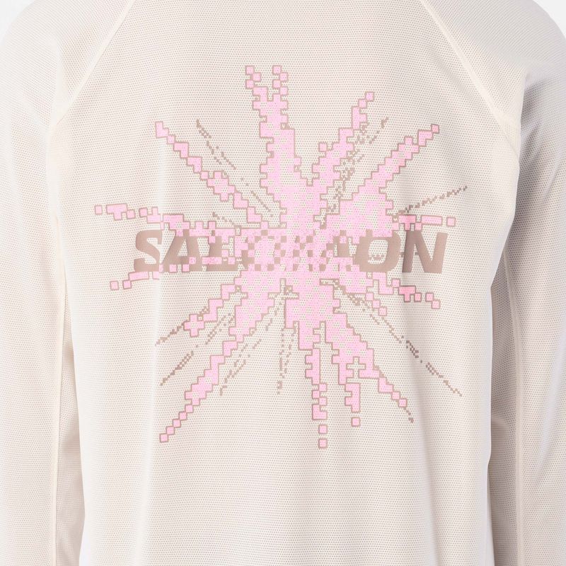 Férfi futó hosszú ujjú póló Salomon Shakeout Core Tee GFX LS whisper white/pink frosting 3