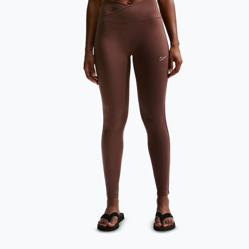 Női leggings Nike One magas derekú varrás nélküli light chocolate