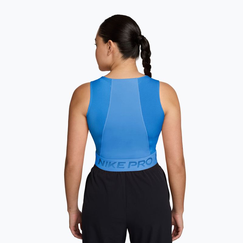 Női edzőpóló Nike Pro Dri-Fit university blue/light photo blue/white 2