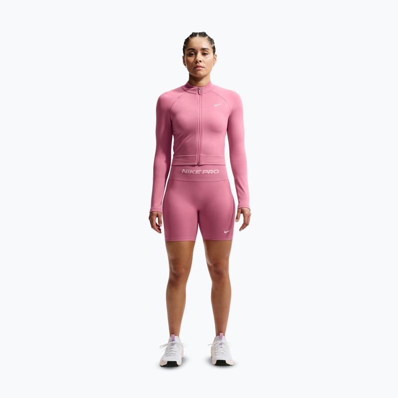 Női edzősort Nike Pro Seamless High Waisted Biker 5" peony/white 2