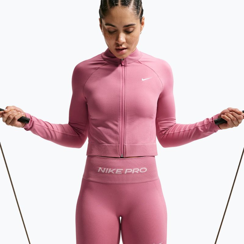 Női edzősort Nike Pro Seamless High Waisted Biker 5" peony/white 4
