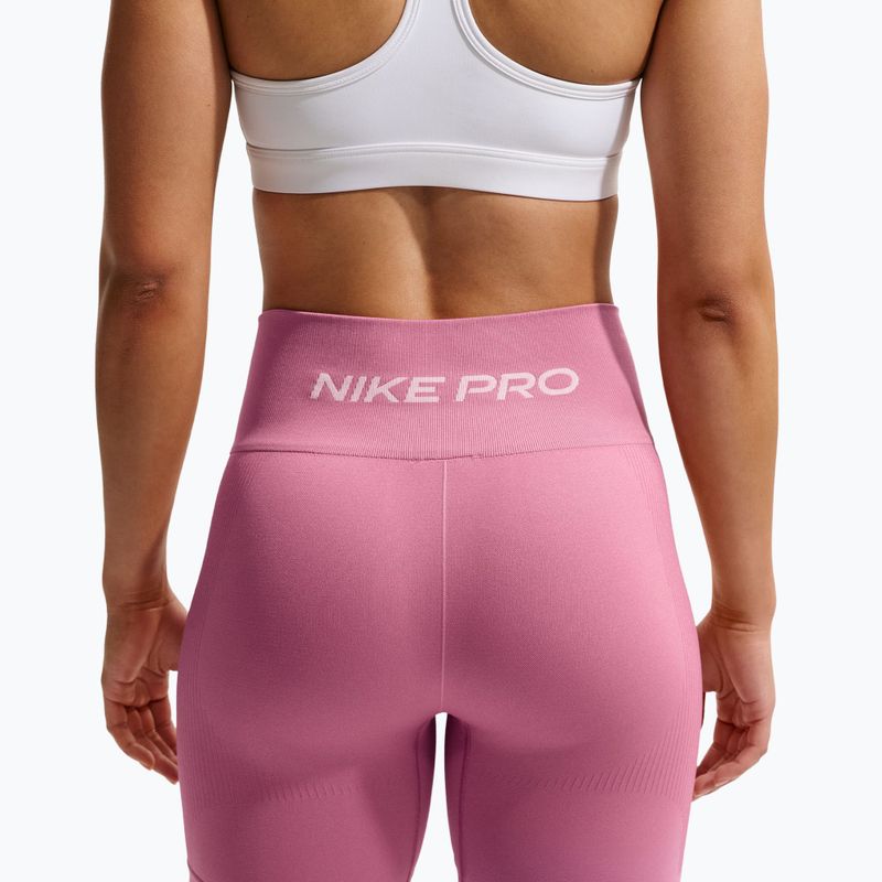 Női edzősort Nike Pro Seamless High Waisted Biker 5" peony/white 6
