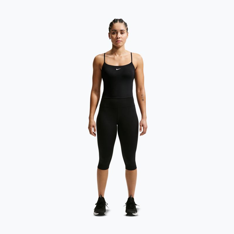 Nike One közepes tartású női edzőpóló fekete/fehér 2