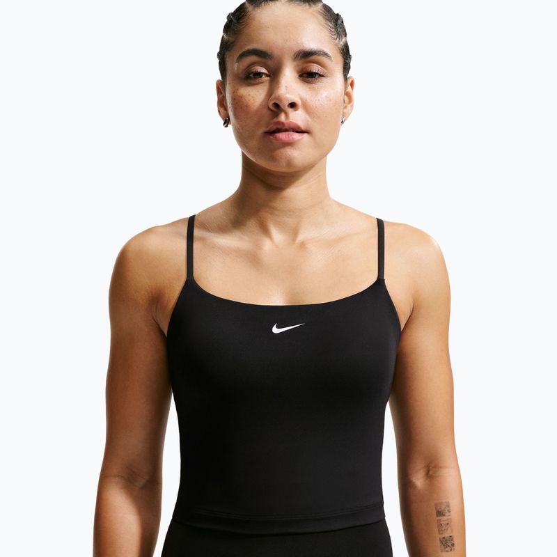 Nike One közepes tartású női edzőpóló fekete/fehér 4