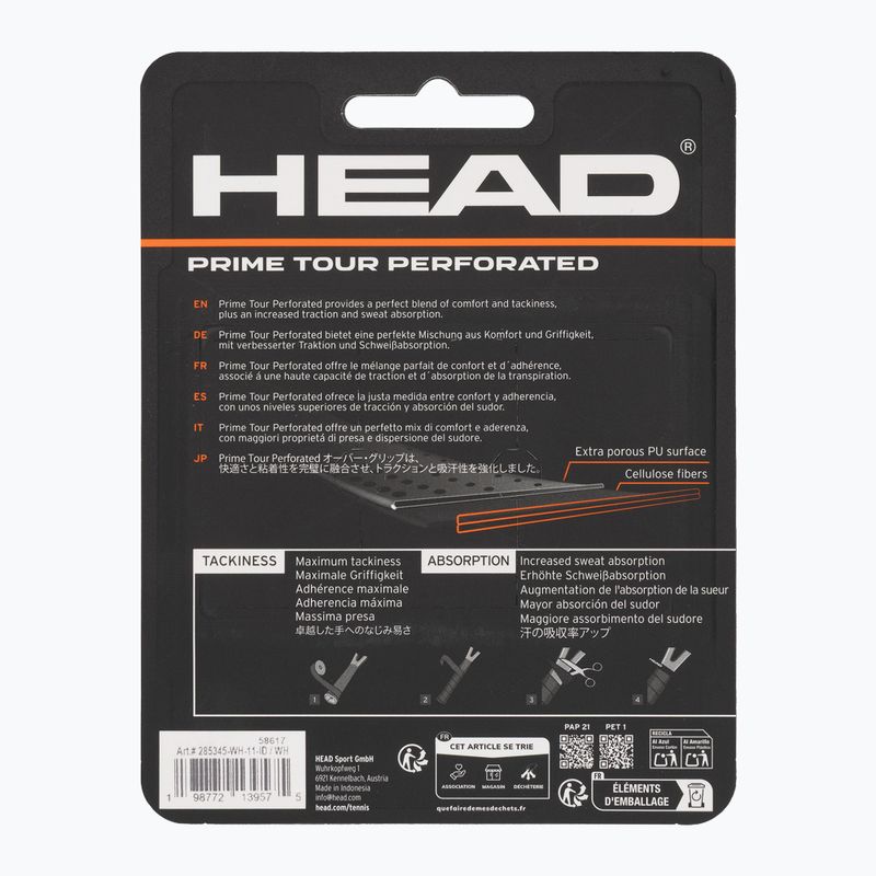 Teniszütő markolatborítások HEAD Prime Tour Perforated 3 pcs. white 2