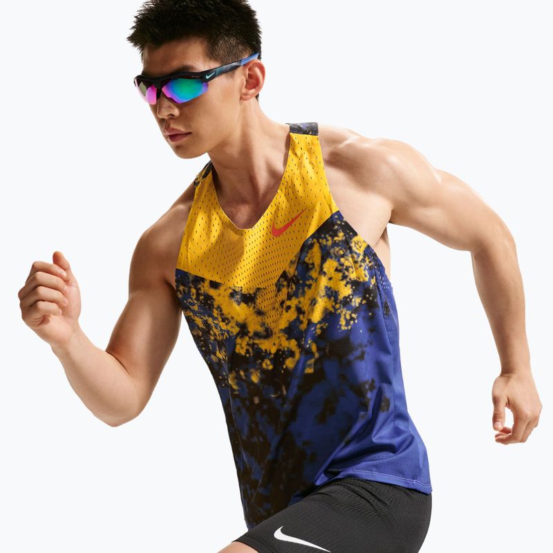 Férfi futópóló Nike AeroSwift Dri-Fit ADV Singlet citron pulse/lapis/bright crimson 4