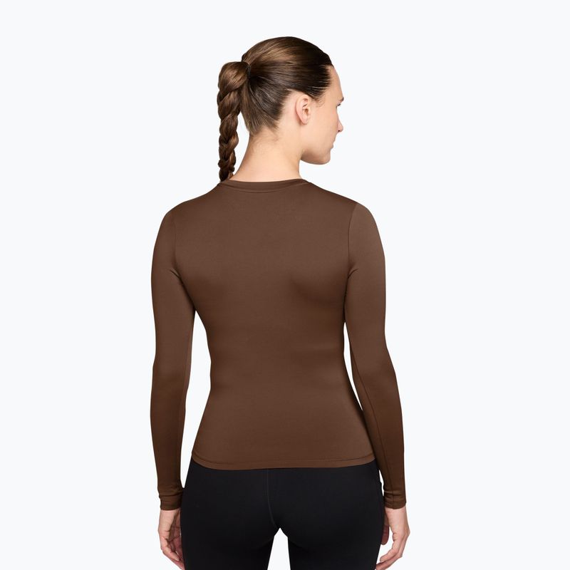 Női edző hosszú ujjú póló Nike One Fitted cacao wow/white 2
