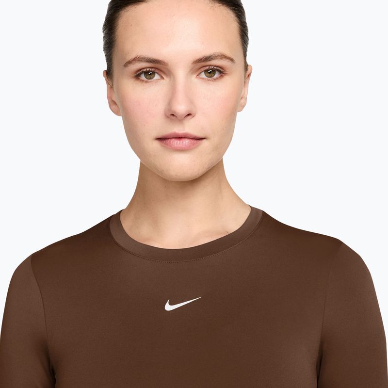Női edző hosszú ujjú póló Nike One Fitted cacao wow/white 3