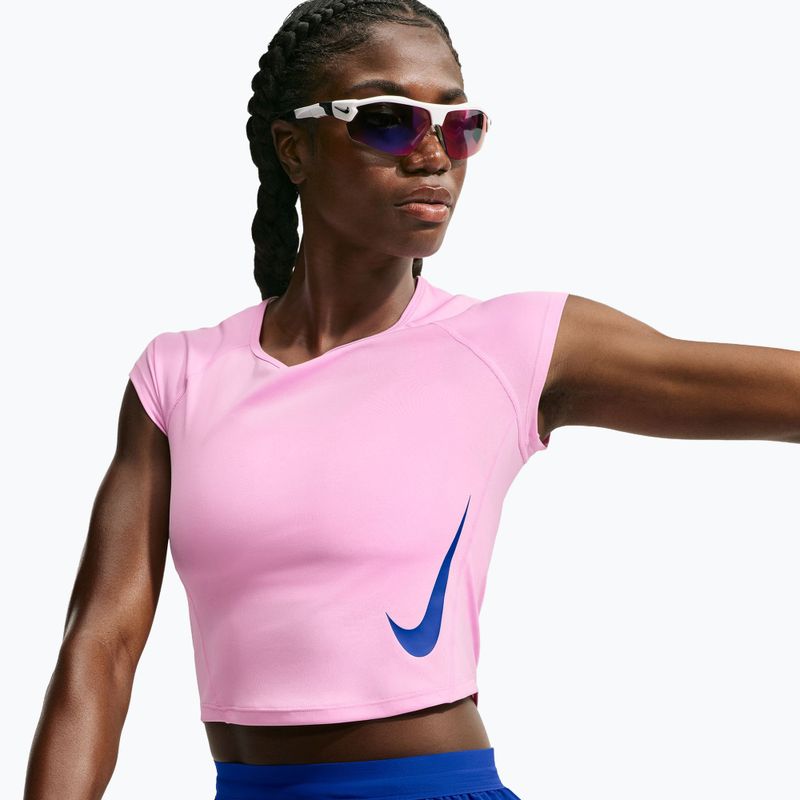 Női futó póló Nike Tempo Swoosh Run Dri-Fit pink rise/pink rise/old royal 4