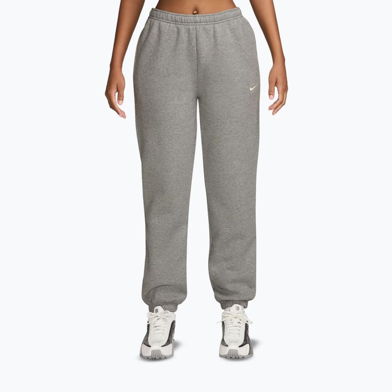 Női nadrág Nike Studio Fleece dark grey heather/sail