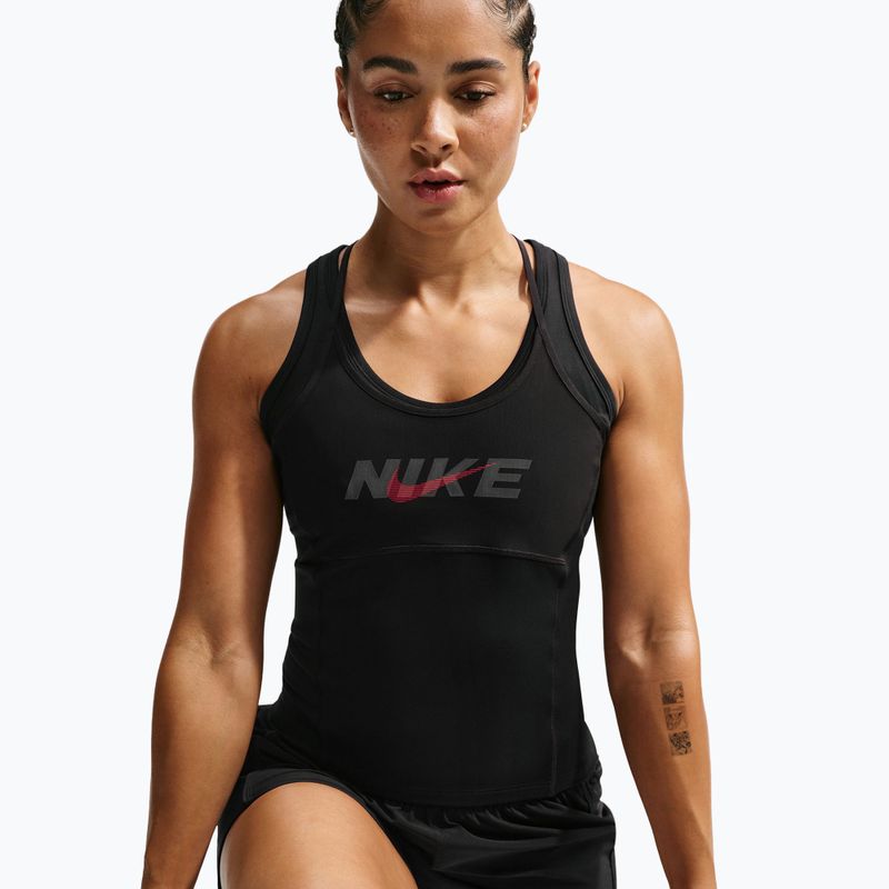 Női edző póló Nike One black/black/university red/white 3