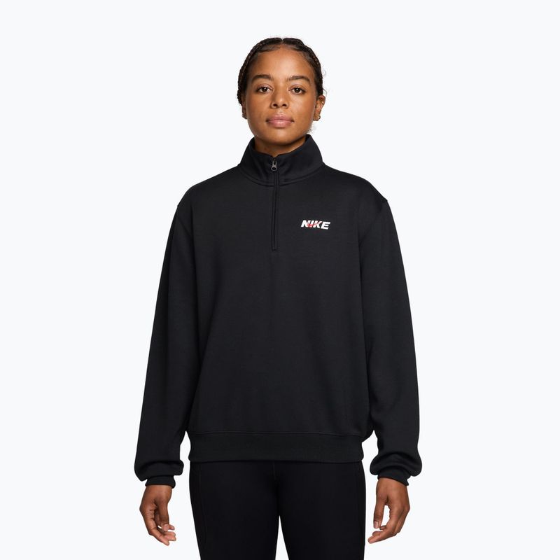 Női edzőpulóver Nike Studio Fleece Sport black/university red/white