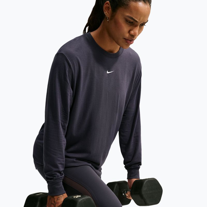 Női edző hosszú ujjú póló Nike One Relaxed Dri-Fit gridiron/white 5