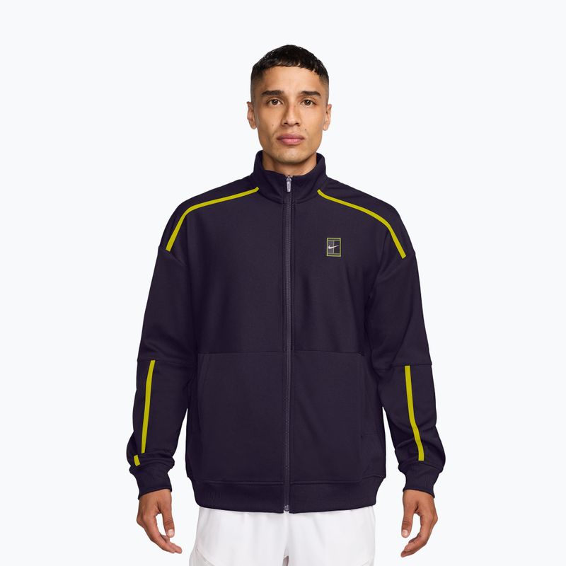 Férfi tenisz pulóver Nike Court Heritage purple dynasty/lemon venom