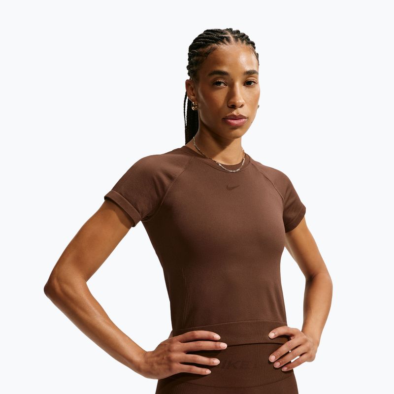Női edző póló Nike Pro Seamless Dri-Fit SS cacao wow 4