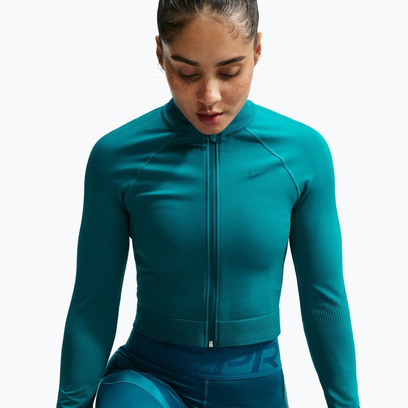 Női edzőpulóver Nike Pro Seamless Full Zip Top bright spruce 4