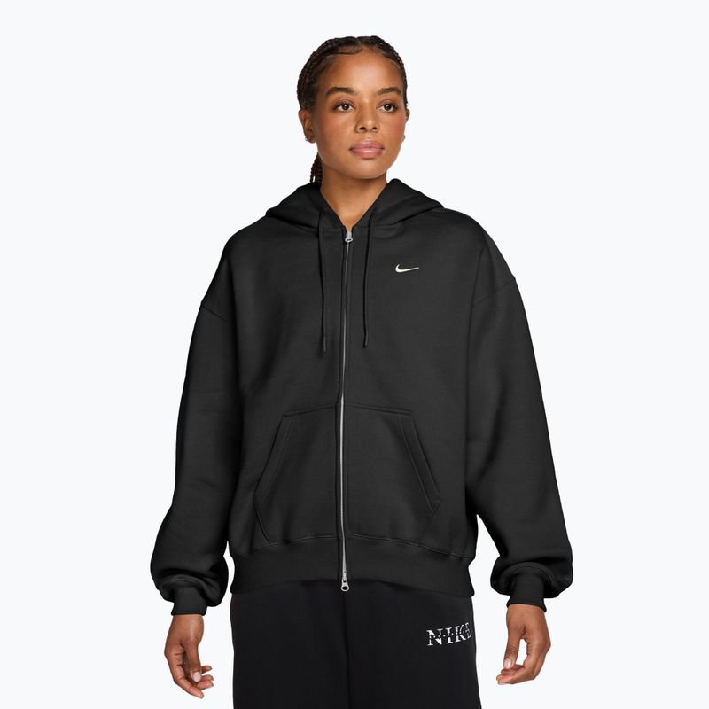 Női pulóver Nike Studio Fleece Medium Weight Oversized Full Zip total black/sail