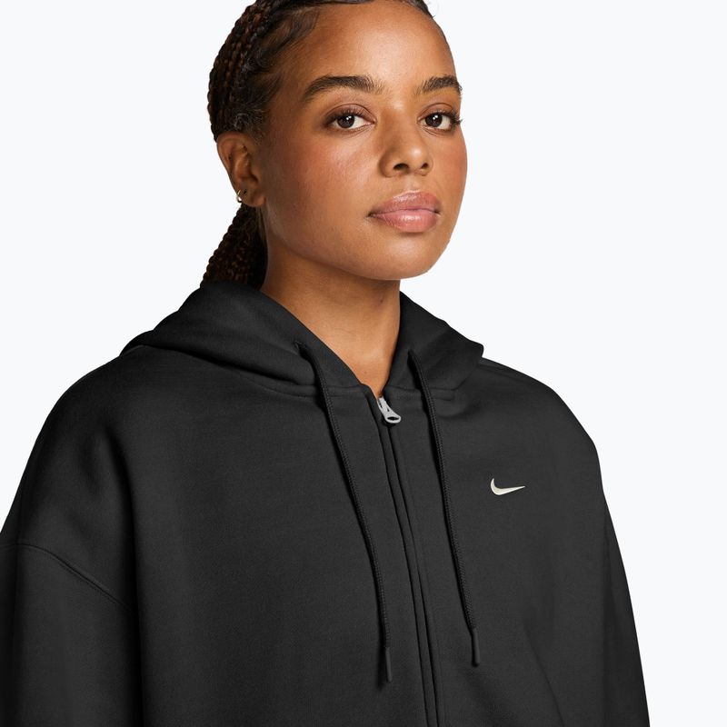 Női pulóver Nike Studio Fleece Medium Weight Oversized Full Zip total black/sail 3