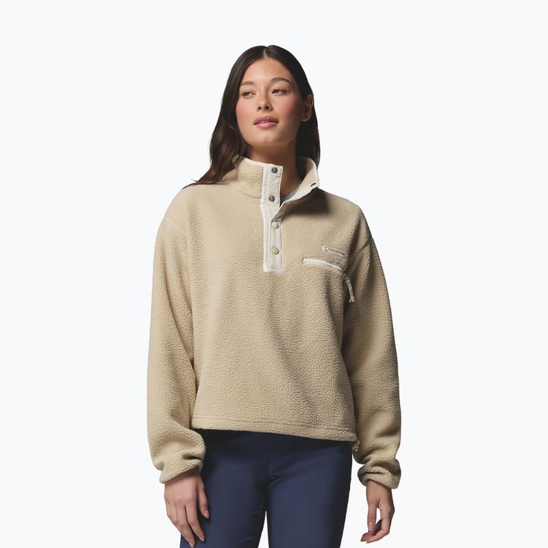 Női polár pulóver Columbia Helvetia II Cropped Half Snap Fleece ancient fossil/dark stone/chalk 5