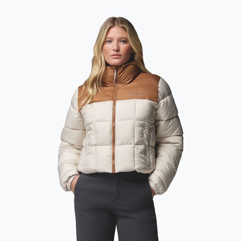 Női bélelt kabát Columbia Puffect III Cropped dark stone/camel brown