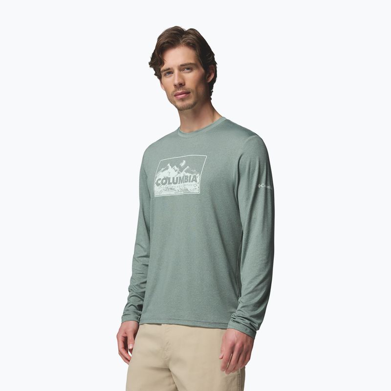 Férfi hosszú ujjú póló Columbia Parsons Point LS Graphic Tee sedona sage heather framed peakscape 4