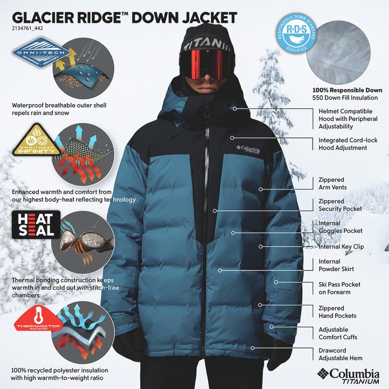 Férfi síkabát Columbia Glacier Ridge Down phoenix blue/black 15