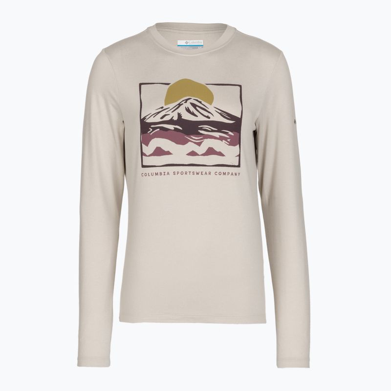 Női hosszú ujjú póló Columbia Parsons Point LS Graphic Tee dark stone heather/all terrain 6