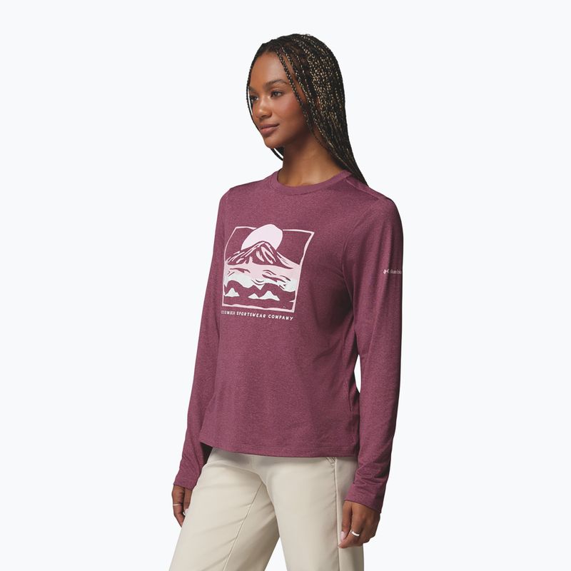Női hosszú ujjú póló Columbia Parsons Point LS Graphic Tee antique mauve heather/all terrain 4