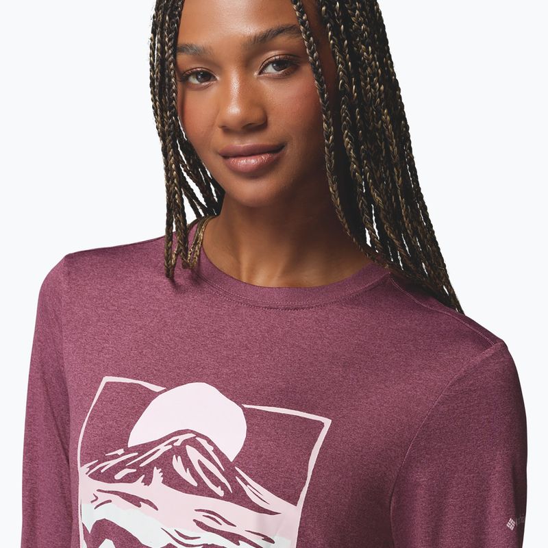 Női hosszú ujjú póló Columbia Parsons Point LS Graphic Tee antique mauve heather/all terrain 5