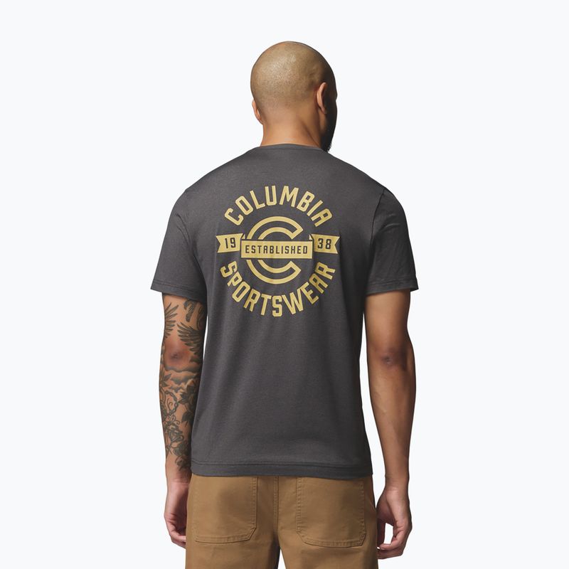 Férfi póló Columbia Parsons Point SS Back Graphic Tee black heather blocky banner button 3