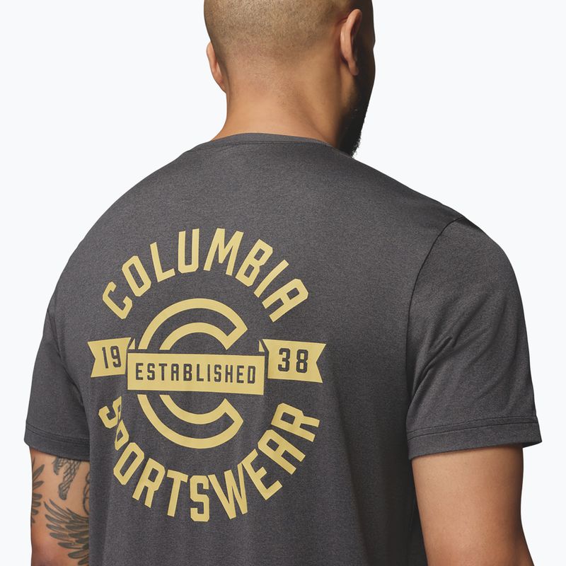 Férfi póló Columbia Parsons Point SS Back Graphic Tee black heather blocky banner button 6