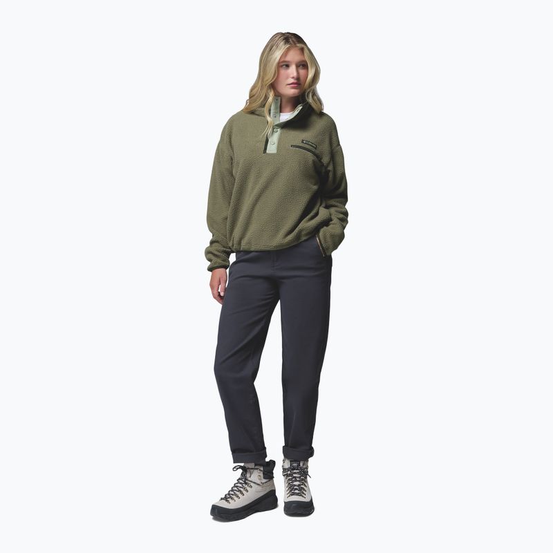 Női polár pulóver Columbia Helvetia II Cropped Half Snap Fleece stone green/safari 2