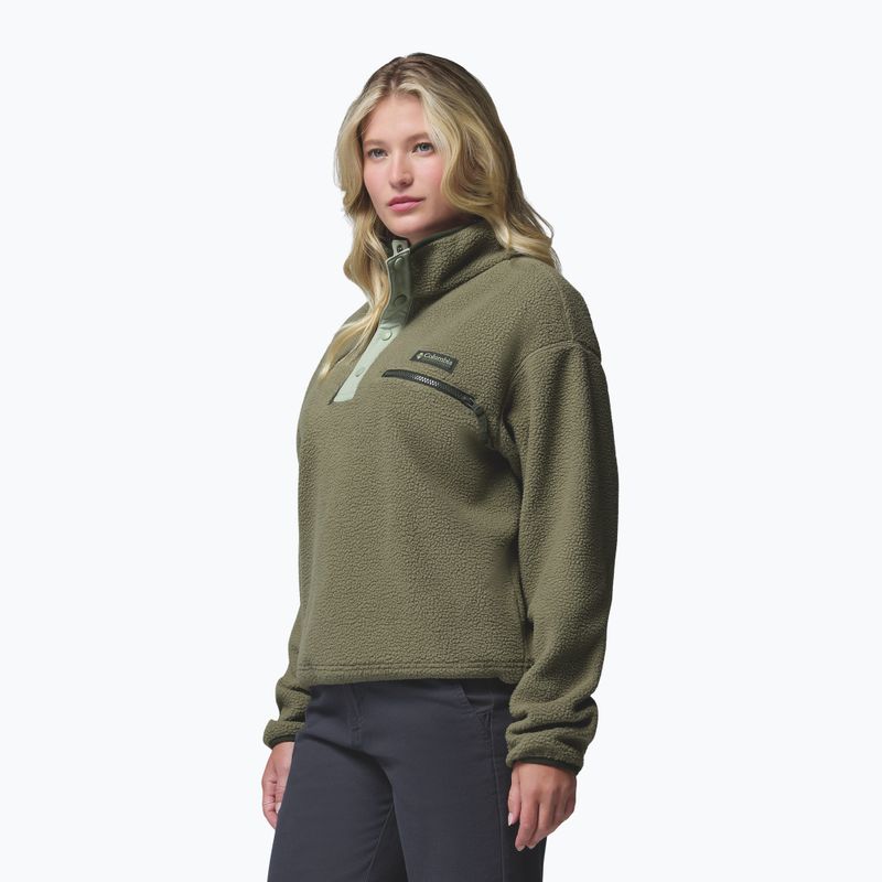 Női polár pulóver Columbia Helvetia II Cropped Half Snap Fleece stone green/safari 4