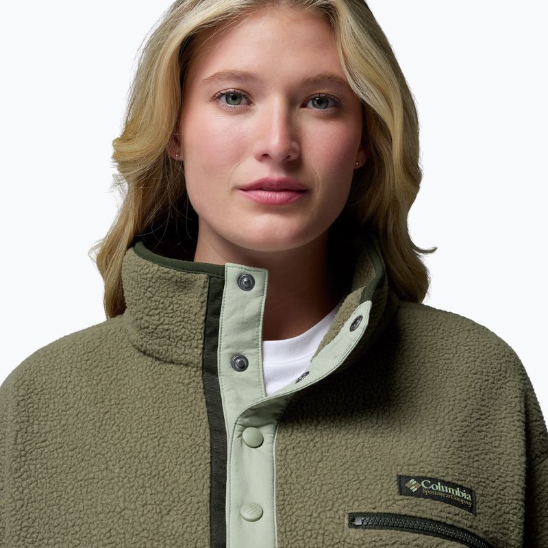 Női polár pulóver Columbia Helvetia II Cropped Half Snap Fleece stone green/safari 5