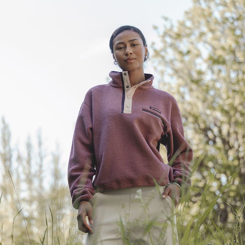 Női polár pulóver Columbia Helvetia II Cropped Half Snap Fleece antique mauve/mineral pink 7