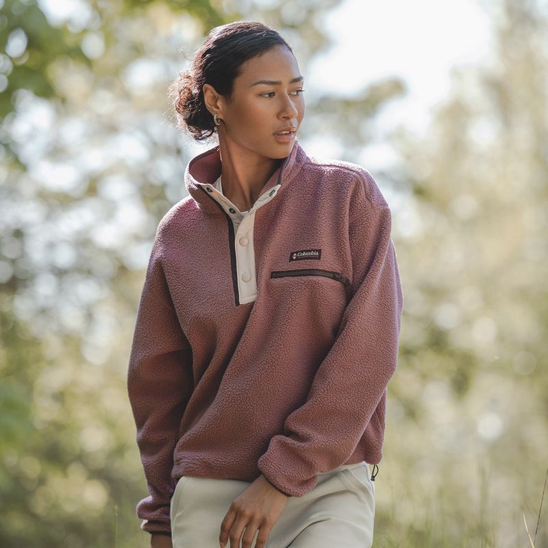 Női polár pulóver Columbia Helvetia II Cropped Half Snap Fleece antique mauve/mineral pink 8