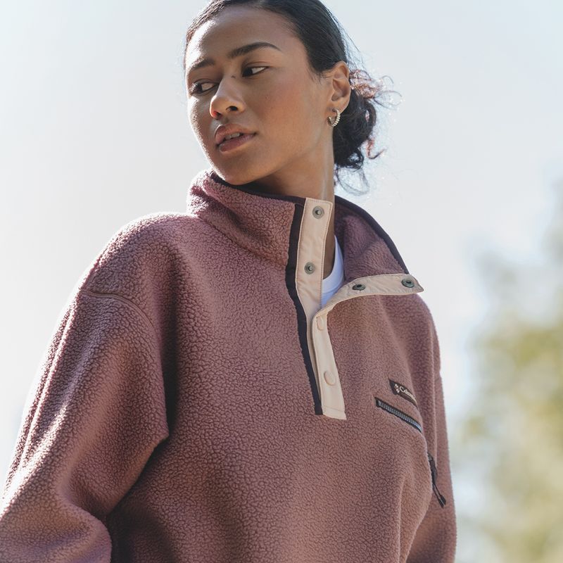 Női polár pulóver Columbia Helvetia II Cropped Half Snap Fleece antique mauve/mineral pink 9