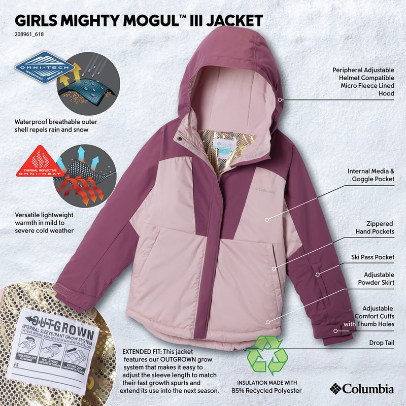 Gyerek síkabát Columbia Mighty Mogul III mineral pink/antique mauve 4