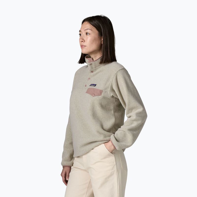 Női polár pulóver Patagonia Lightweight Synchilla Snap-T Pullover oatmeal heather w/moonrise taupe 3