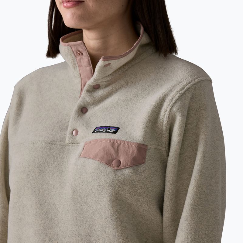 Női polár pulóver Patagonia Lightweight Synchilla Snap-T Pullover oatmeal heather w/moonrise taupe 4
